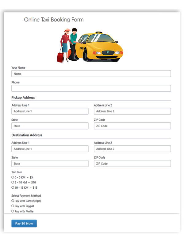 Online Taxi Booking Form Online Taxi Booking Form